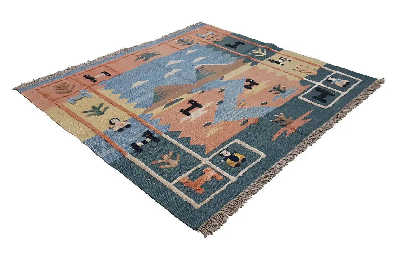 Kilim Qashqai - 804926 (107x98 cm) - Premium Kelim from German Carpet Shop - Just €149! Shop now at German Carpet Shop