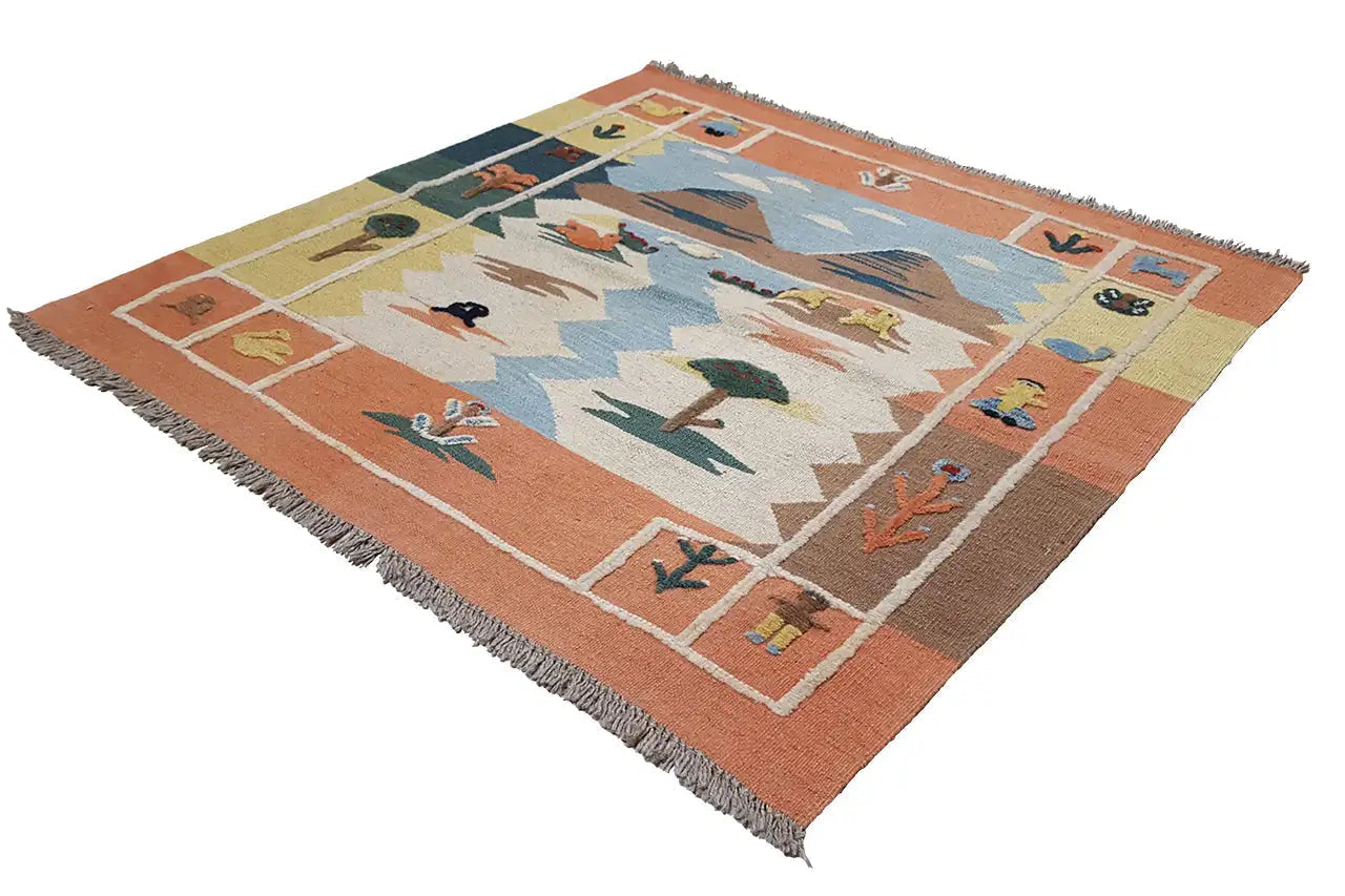 Kilim Qashqai - 804928 (109x108 cm) - Premium Kelim from German Carpet Shop - Just €159! Shop now at German Carpet Shop