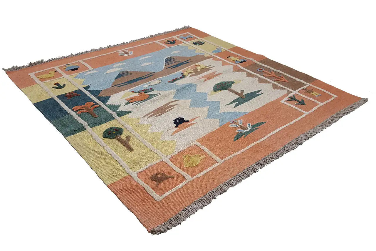 Kilim Qashqai - 804928 (109x108 cm) - Premium Kelim from German Carpet Shop - Just €159! Shop now at German Carpet Shop