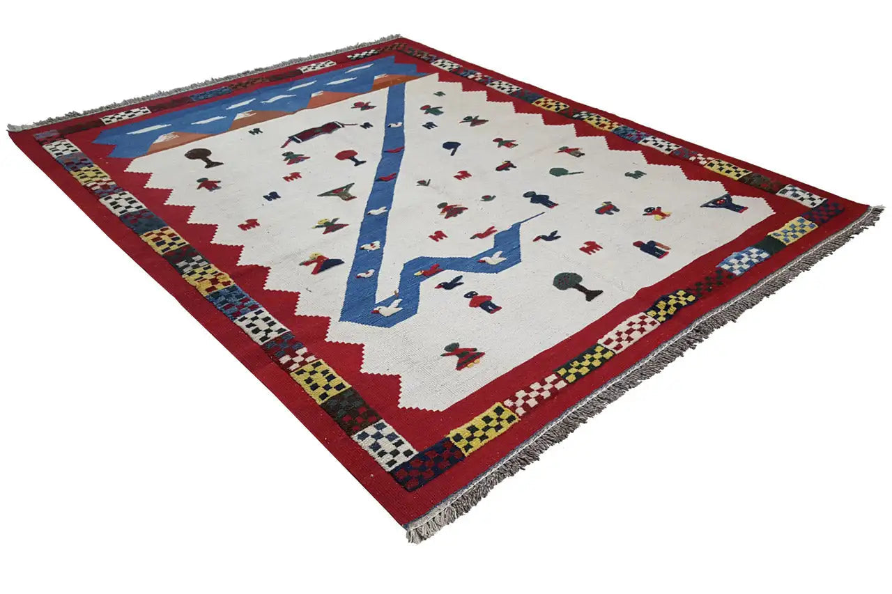 Kilim Qashqai - 906611 (112x80 cm) - Premium Kelim from German Carpet Shop - Just €149! Shop now at German Carpet Shop