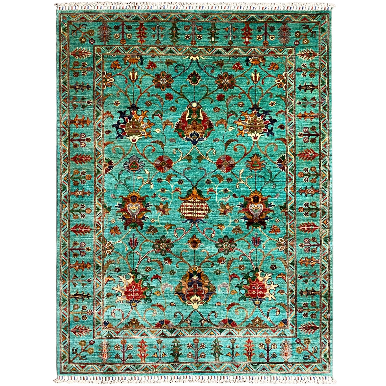 Türkiser Khorjin Teppich 197x158 cm - German Carpet Shop
