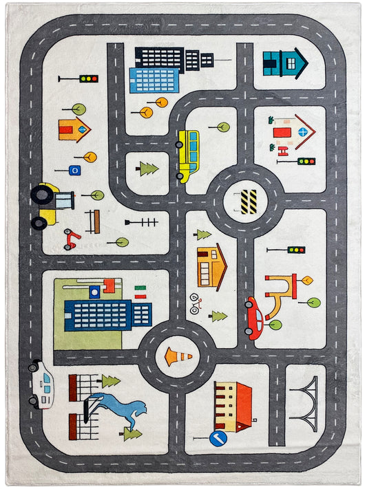 Kinderteppich „Straße“, grau, 140x200 cm