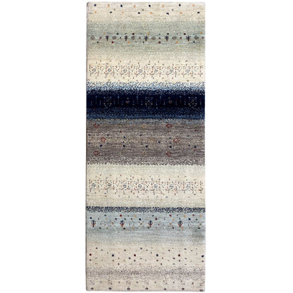 Blauer Gabbeh Teppich Läufer 198x80 cm - German Carpet Shop