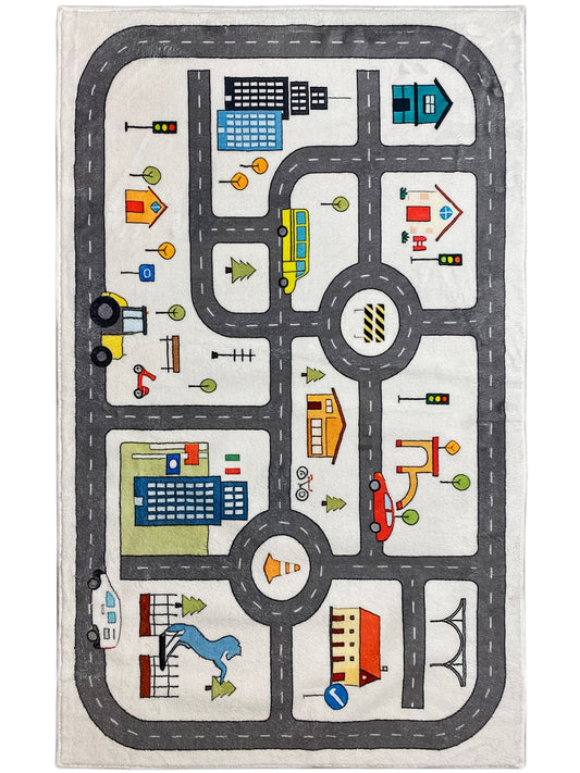 Kinderteppich „Straße“, beige, 90 × 160 cm