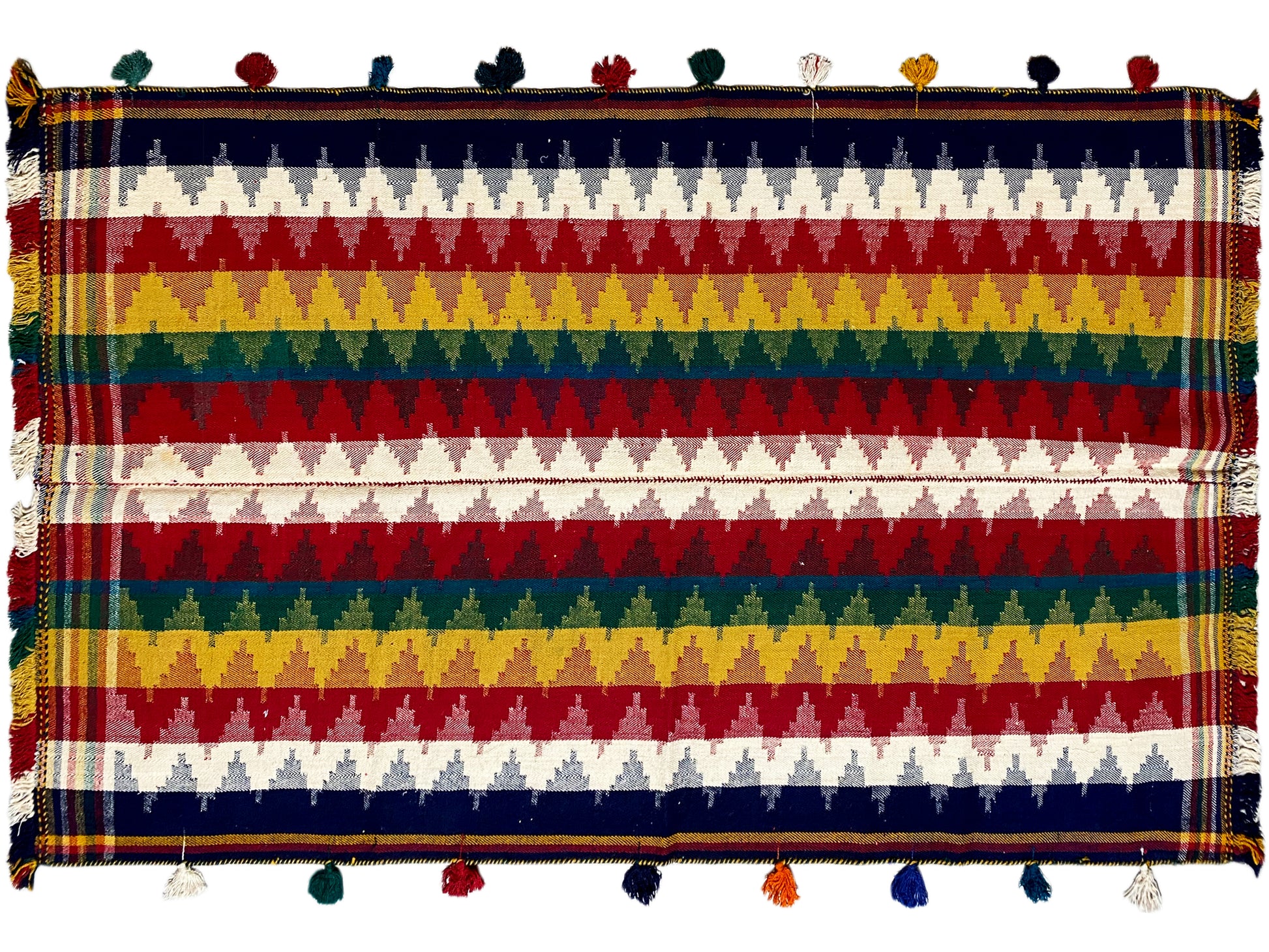 Salon handgewebter Jajim Teppich in kräftigen multicolor Streifen