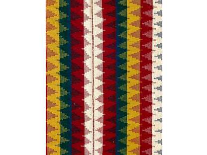 Esszimmer Jajim Teppich handgewebt in Multicolor mit geometrischem Muster