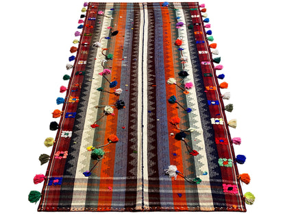 Esszimmer Multicolor Jajim Teppich aus Wolle im geometrischen Streifen-Design