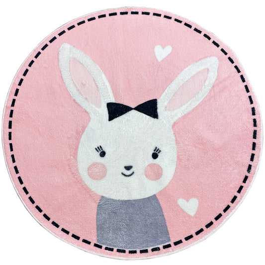 Runder Kinderteppich Hase, 100 cm
