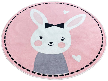 Runder Kinderteppich Hase, 120 cm