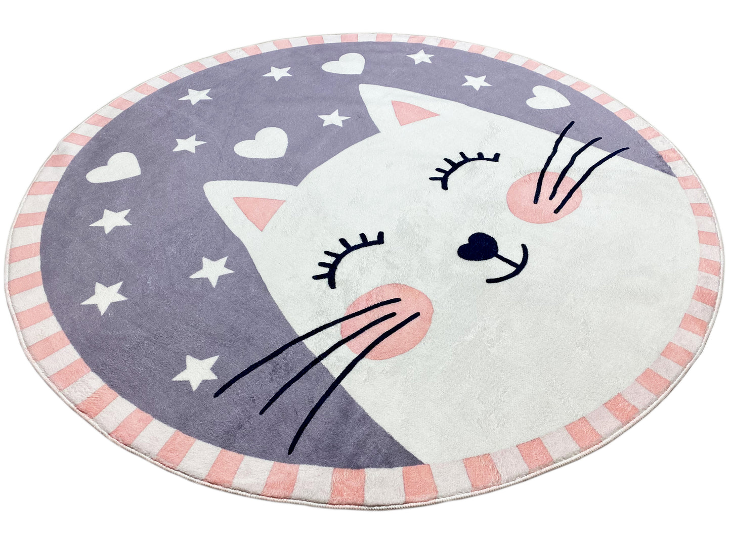 Runder Kinderteppich Katze, 120 cm