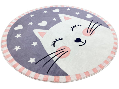 Runder Kinderteppich Katze, 160 cm