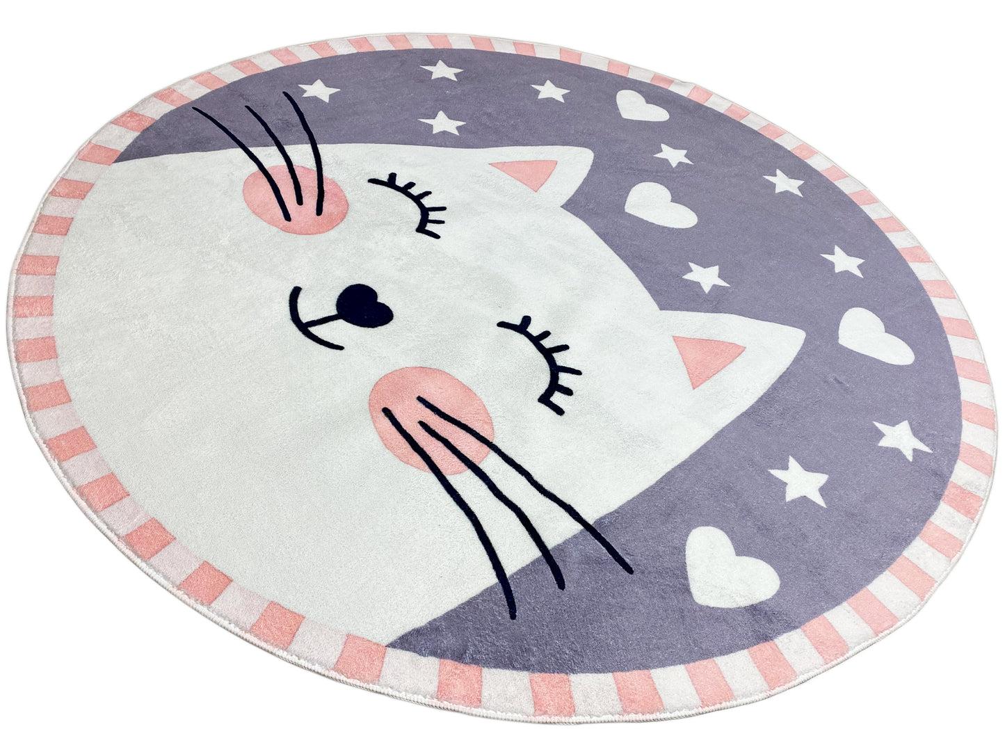 Runder Kinderteppich Katze, 120 cm