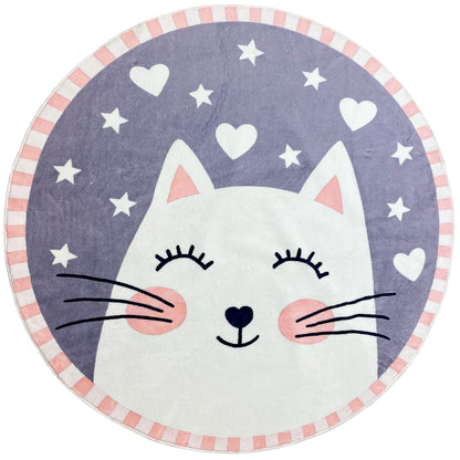 Runder Kinderteppich Katze, 160 cm