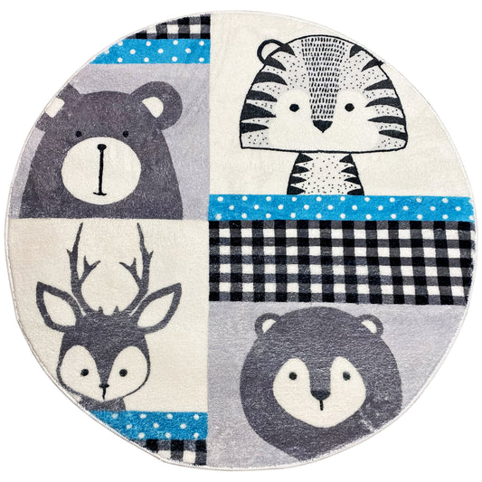 Runder Kinderteppich Tiere, 100 cm