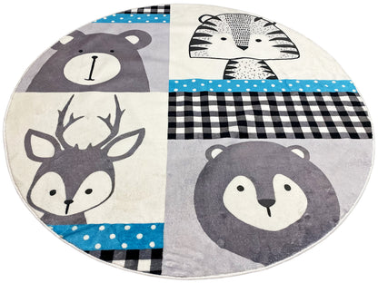 Runder Kinderteppich Tiere, 120 cm