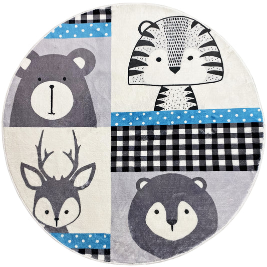 Runder Kinderteppich Tiere, 160 cm