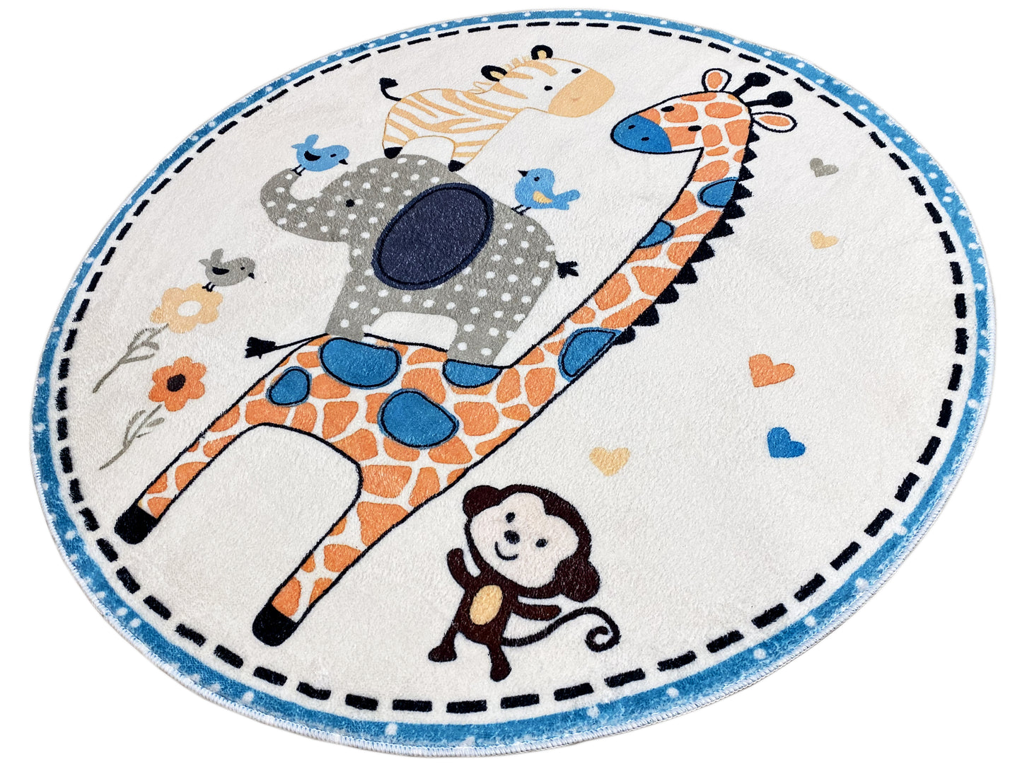 Runder Kinderteppich Tiere, 100 cm