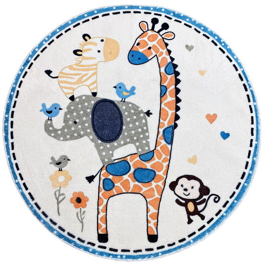 Runder Kinderteppich Tiere, 100 cm