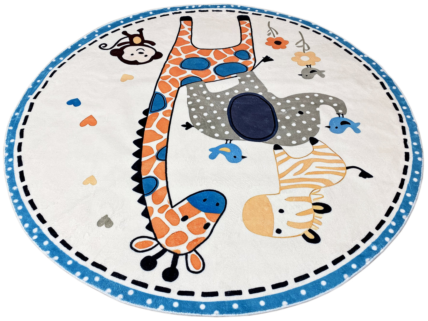 Runder Kinderteppich Tiere, 120 cm