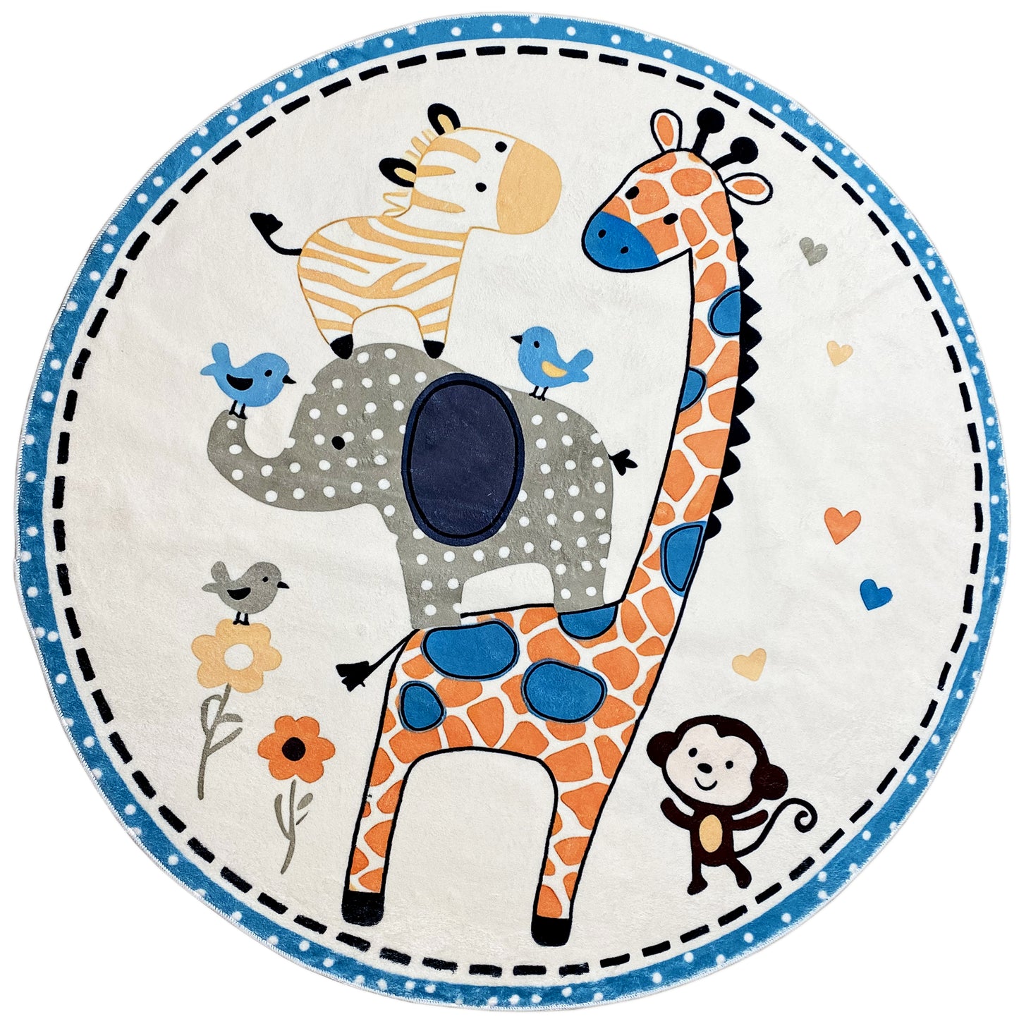 Runder Kinderteppich Tiere, 120 cm