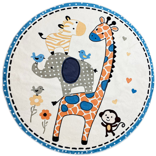 Runder Kinderteppich Tiere, 120 cm
