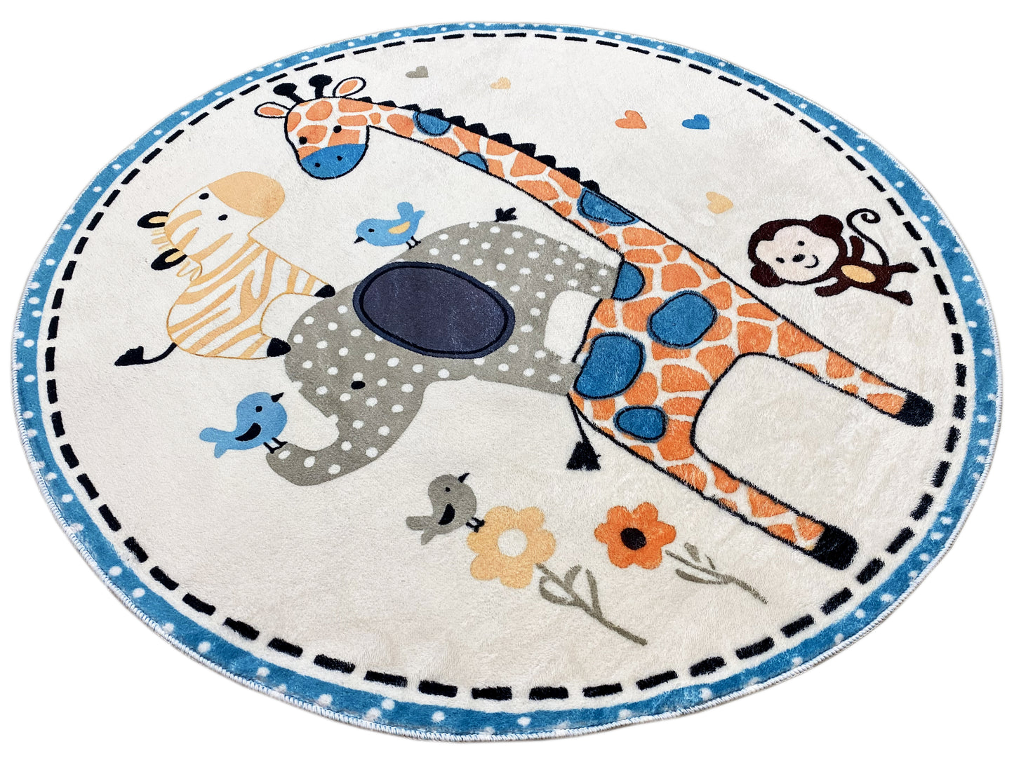 Runder Kinderteppich Tiere, 160 cm