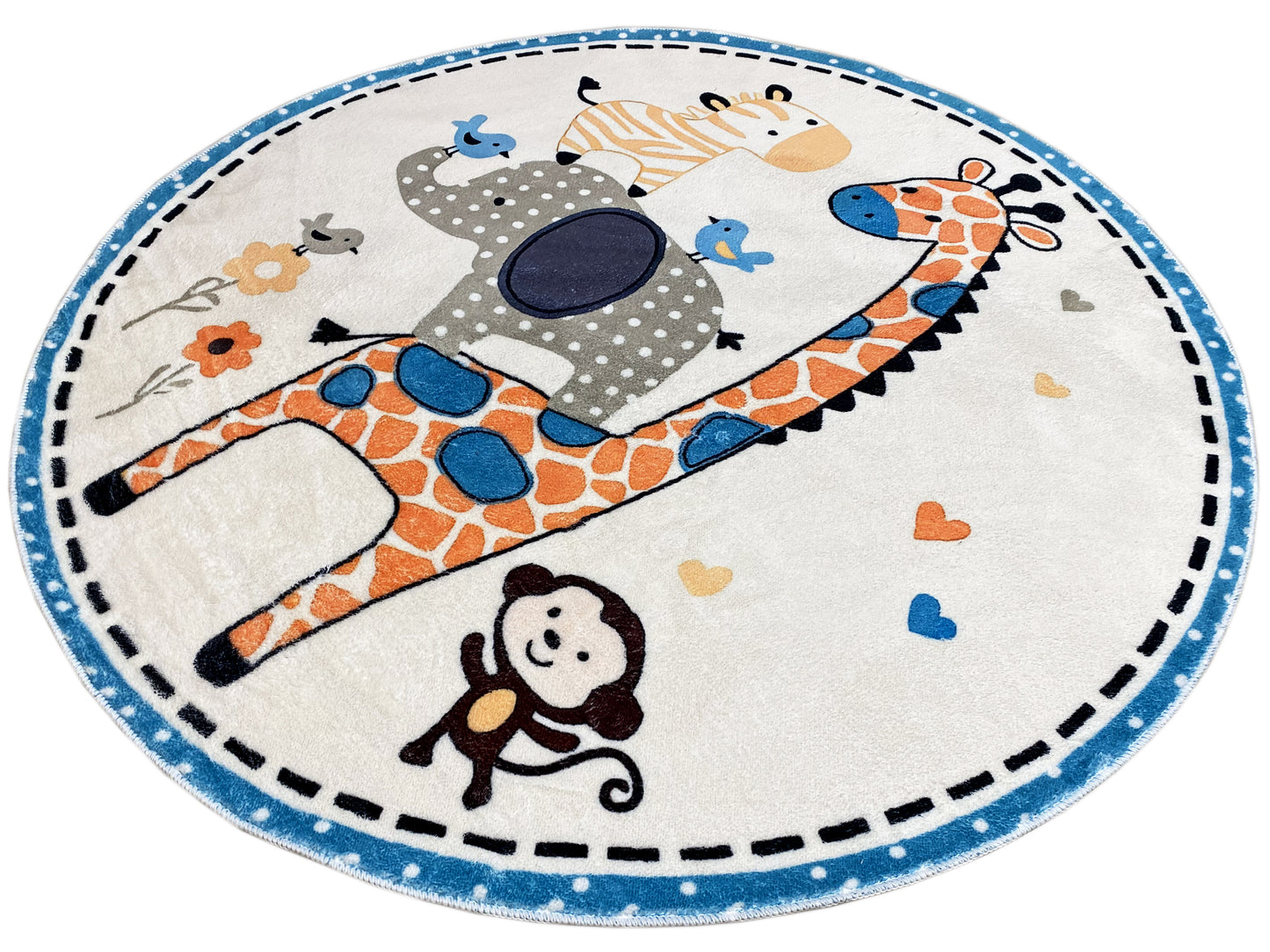 Runder Kinderteppich Tiere, 160 cm