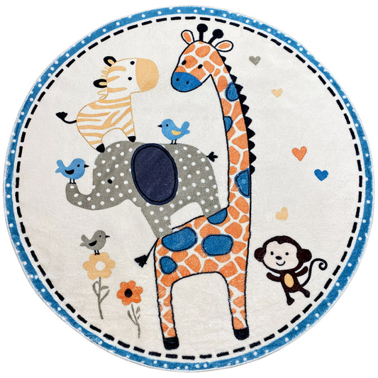 Runder Kinderteppich Tiere, 160 cm