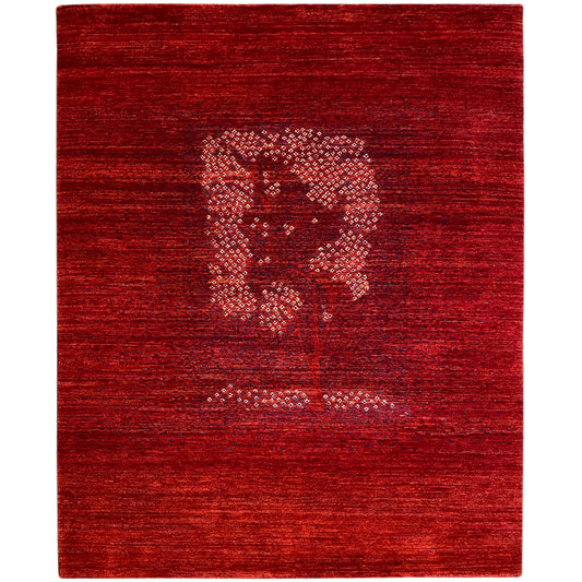 Roter Gabbeh-Luri Teppich mit dekorativem Medaillon-Motiv in hellem Muster