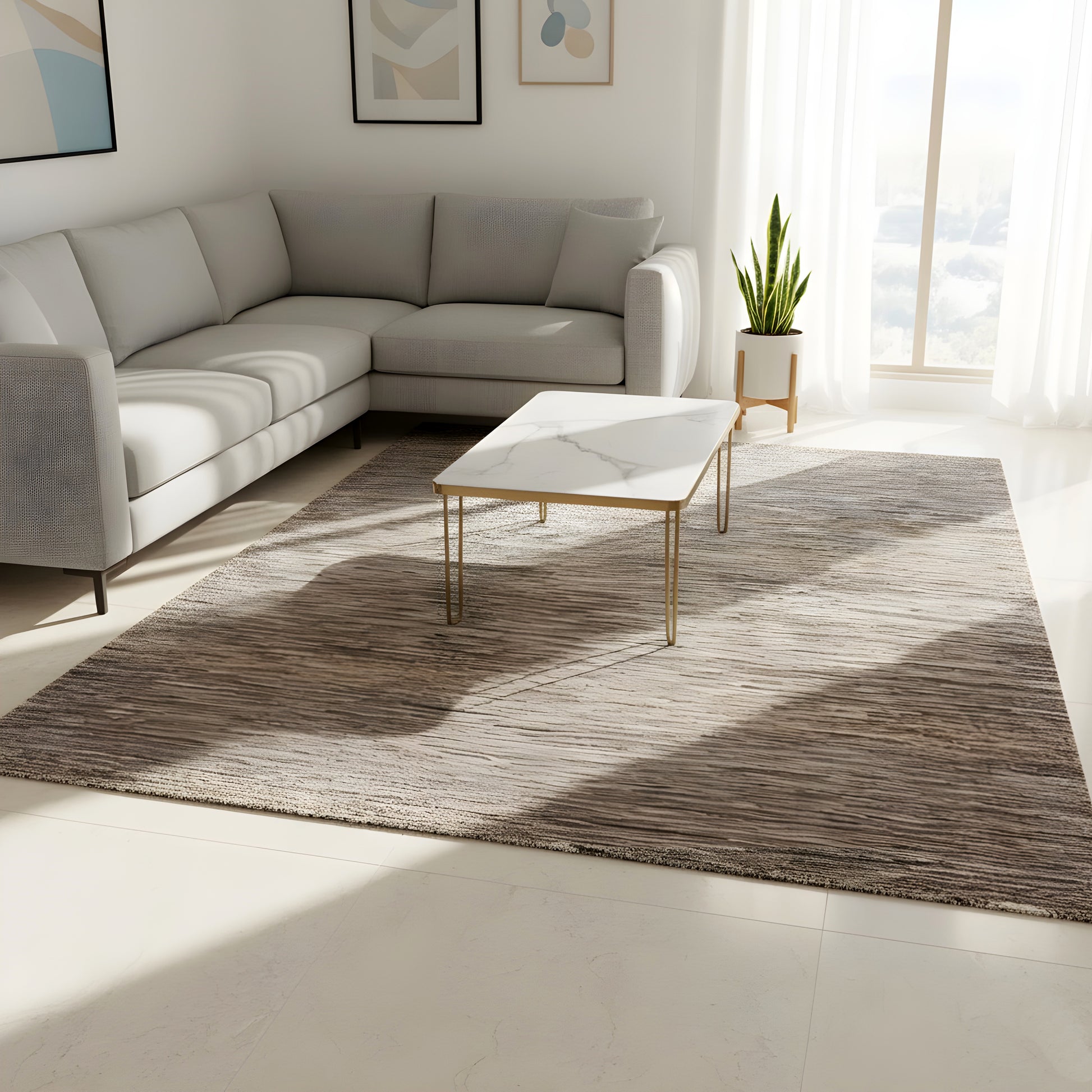 Wohnzimmer Hand-knotted brown Gabbeh rug made from pure wool