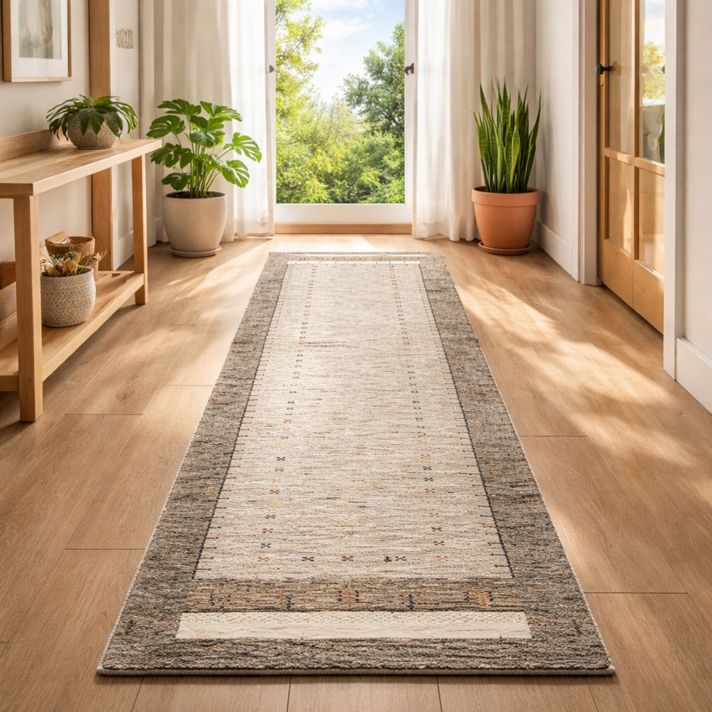 Wohnzimmer Gabbeh Läufer Teppich 439x79 cm handgesponnene Wolle