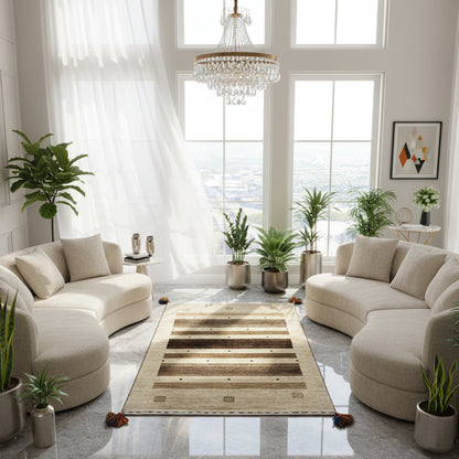 Wohnzimmer Loom Luri Teppich aus Wolle 120x68 cm im Naturlook