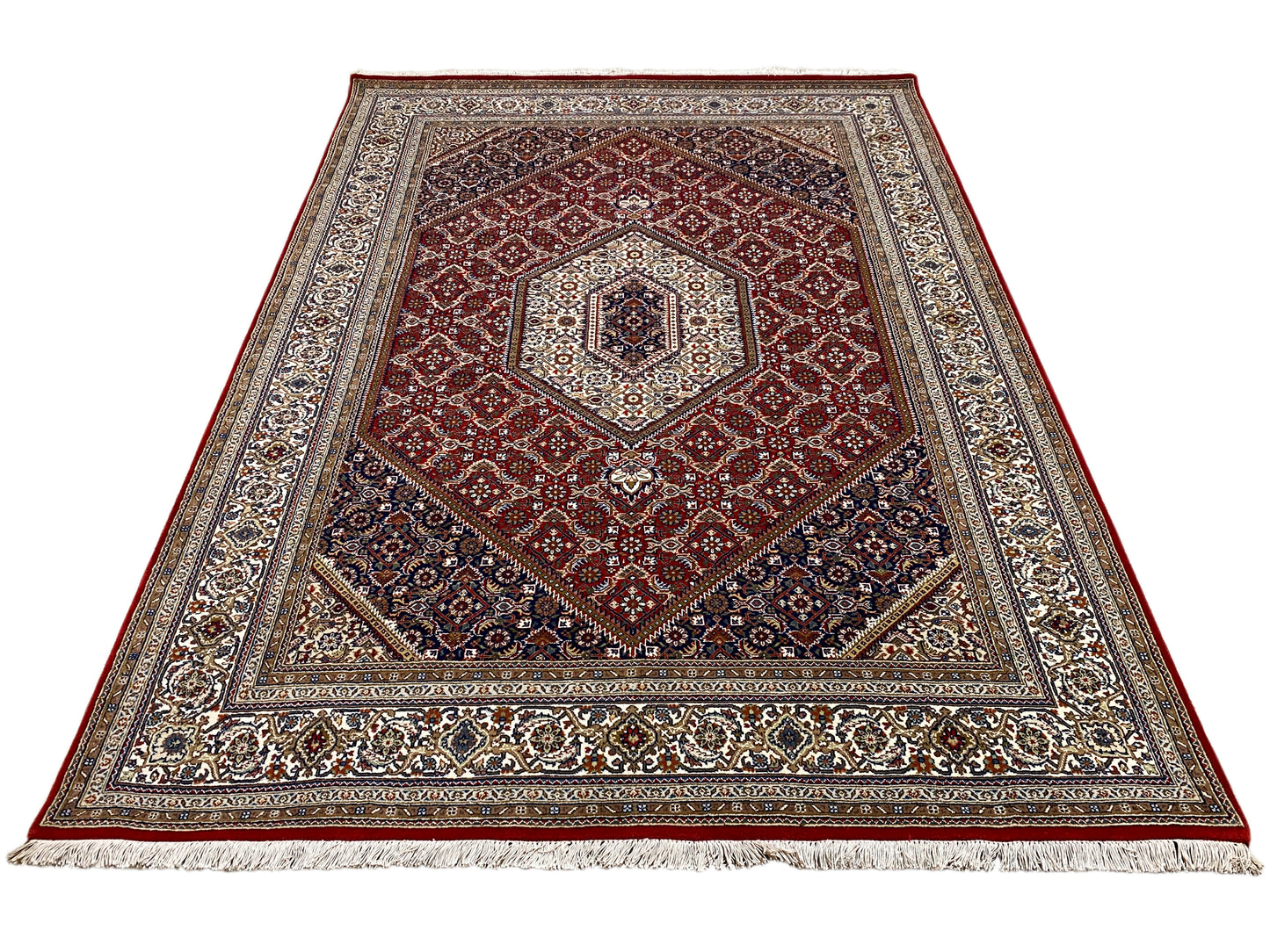 Bidjar Wollteppich handgeknüpft, orientalischer Stil in kräftigem Rot