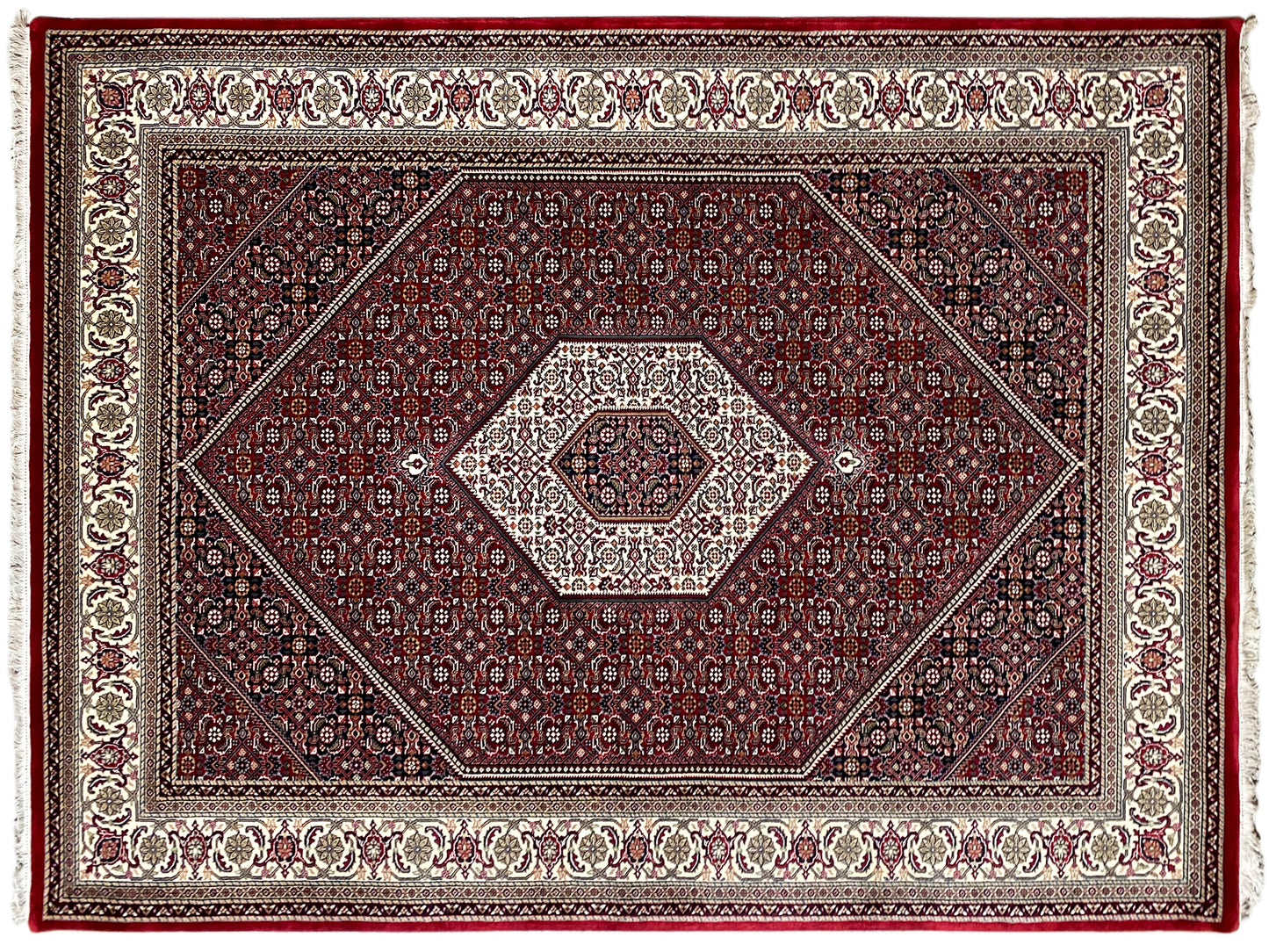 Perserteppich Bidjar rot creme mit feinen Musterdetails