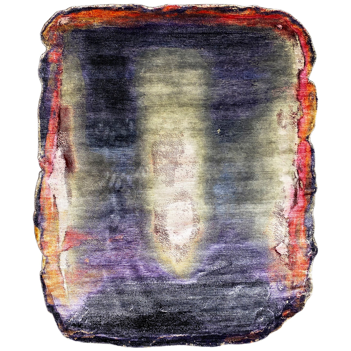 Handgeknüpfter Designer Teppich in Lila mit abstraktem Muster