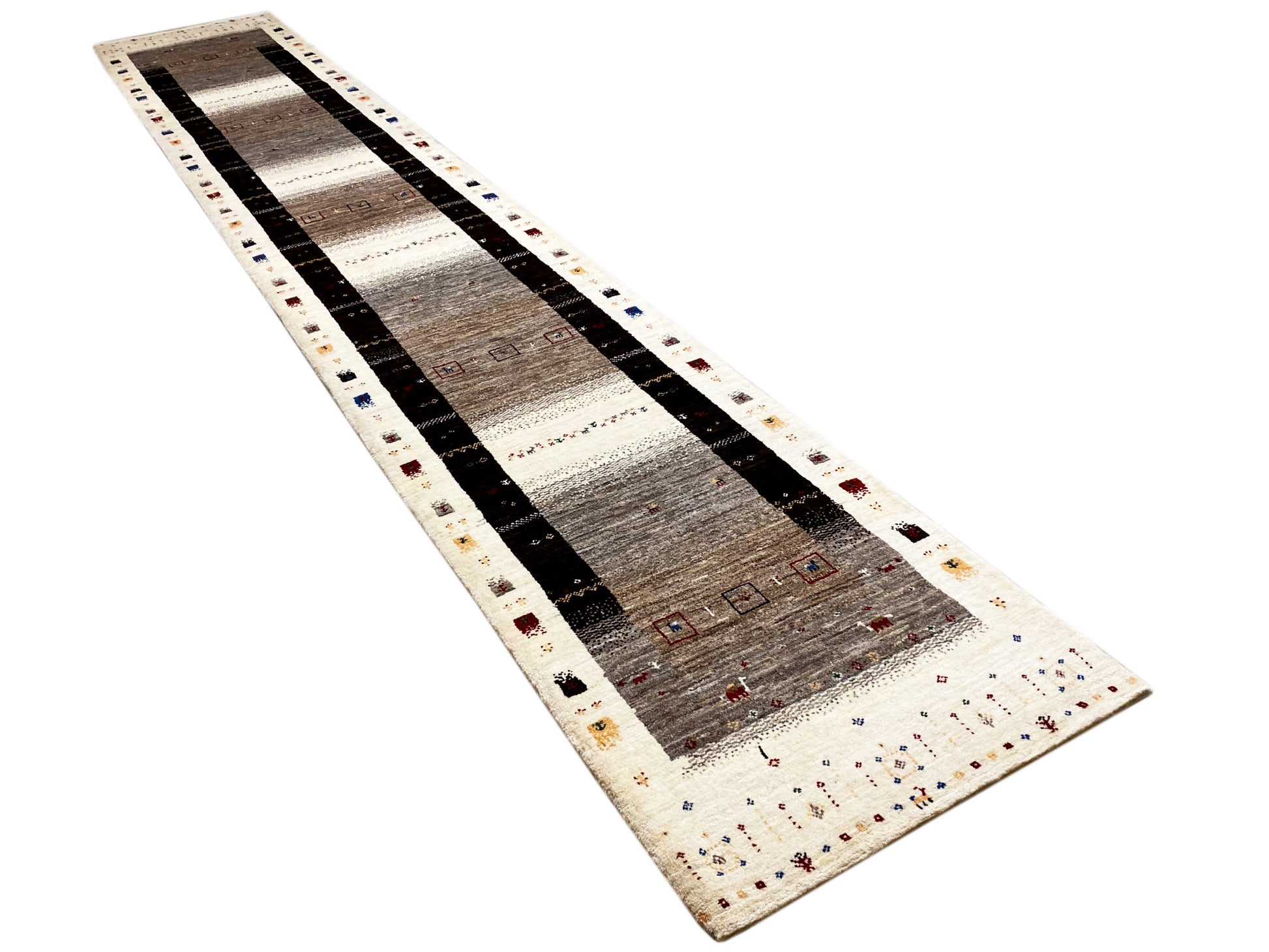 Schmaler Gabbeh Wollteppich für Flur und Diele