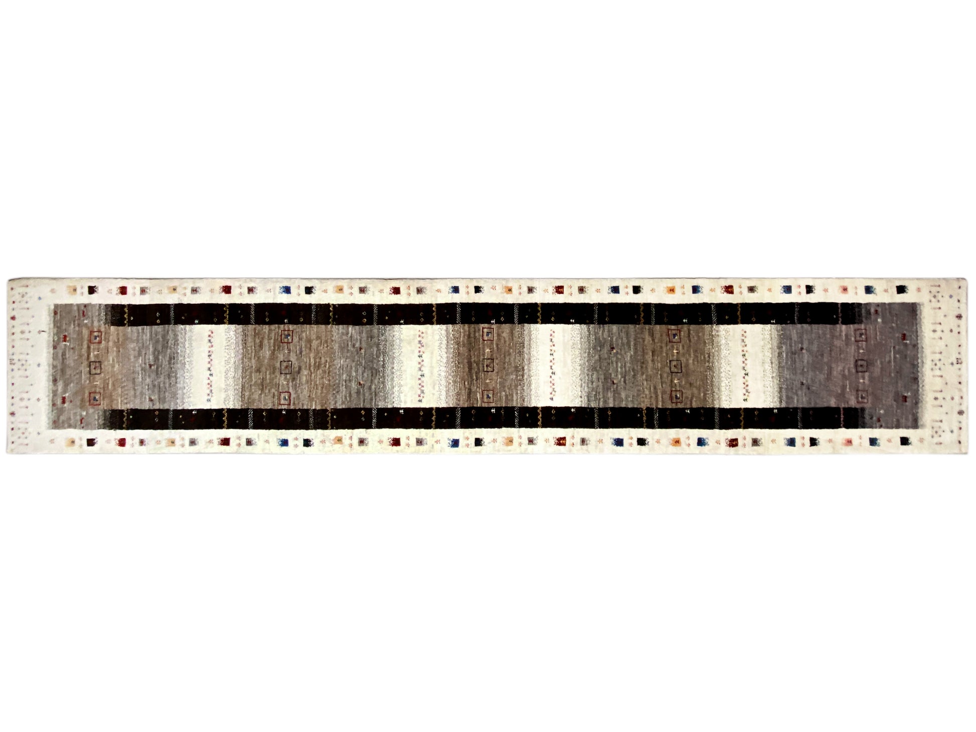 Handgefertigter Gabbeh Rug mit geometrischen Akzenten