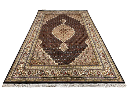 Persian style Indo Tabriz rug brown and cream for living room