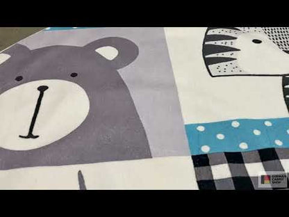 Runder Kinderteppich Tiere, 120 cm