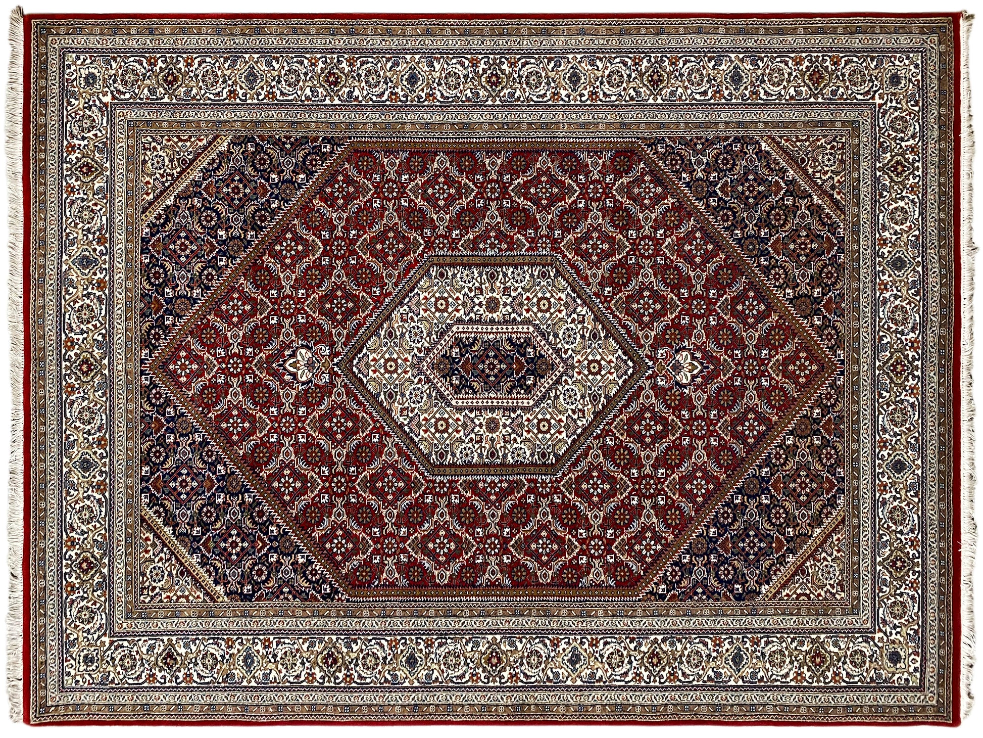 Premium Bidjar Wollteppich rot-creme, 243x171 cm für stilvolle Wohnräume