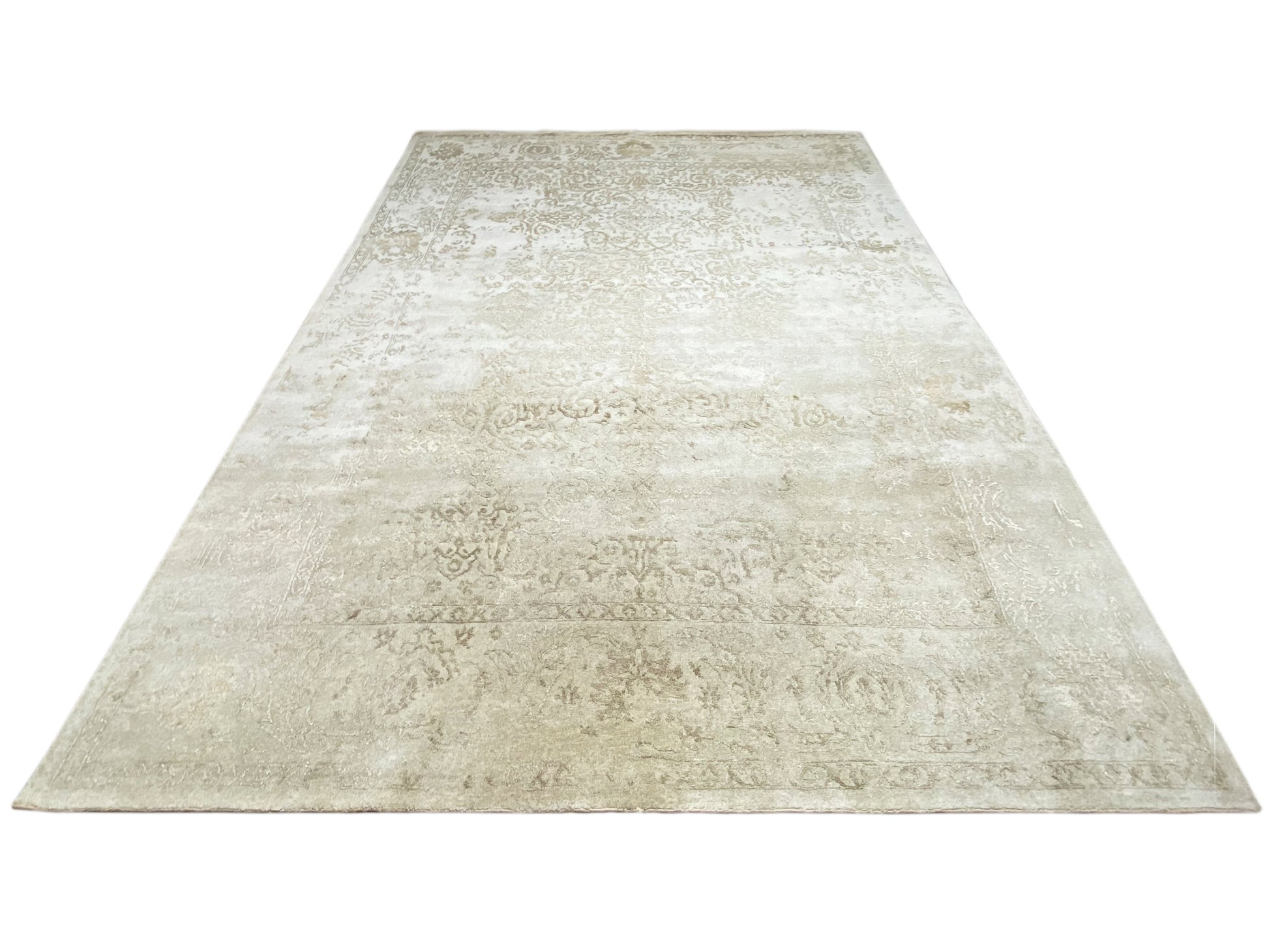 Luxus Teppich handgearbeitet in neutralen Beige- und Grautönen